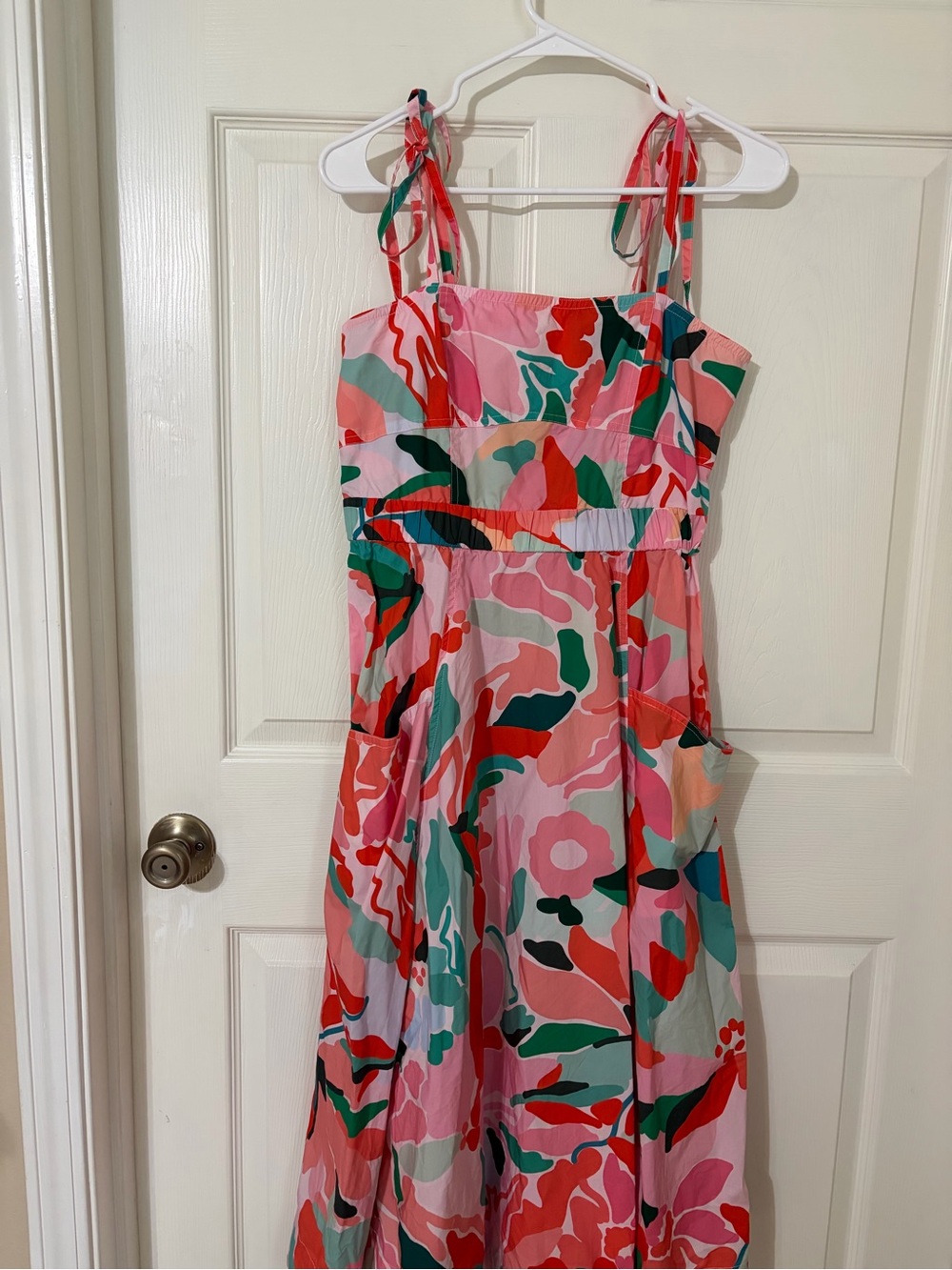 Colorful Pink Floral Tie-Strap Sundress